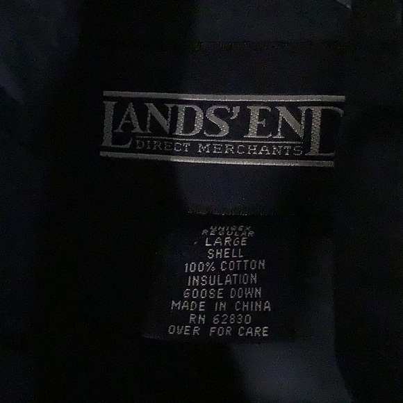 Lands’ End unisex navy goose down puffer, size large - Picture 2 of 3
